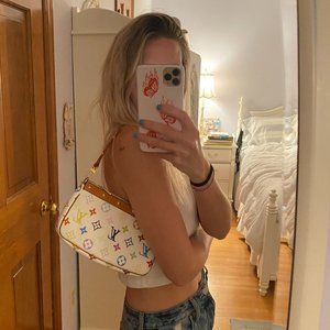 Authentic Louis Vuitton White Multicolore Pochette